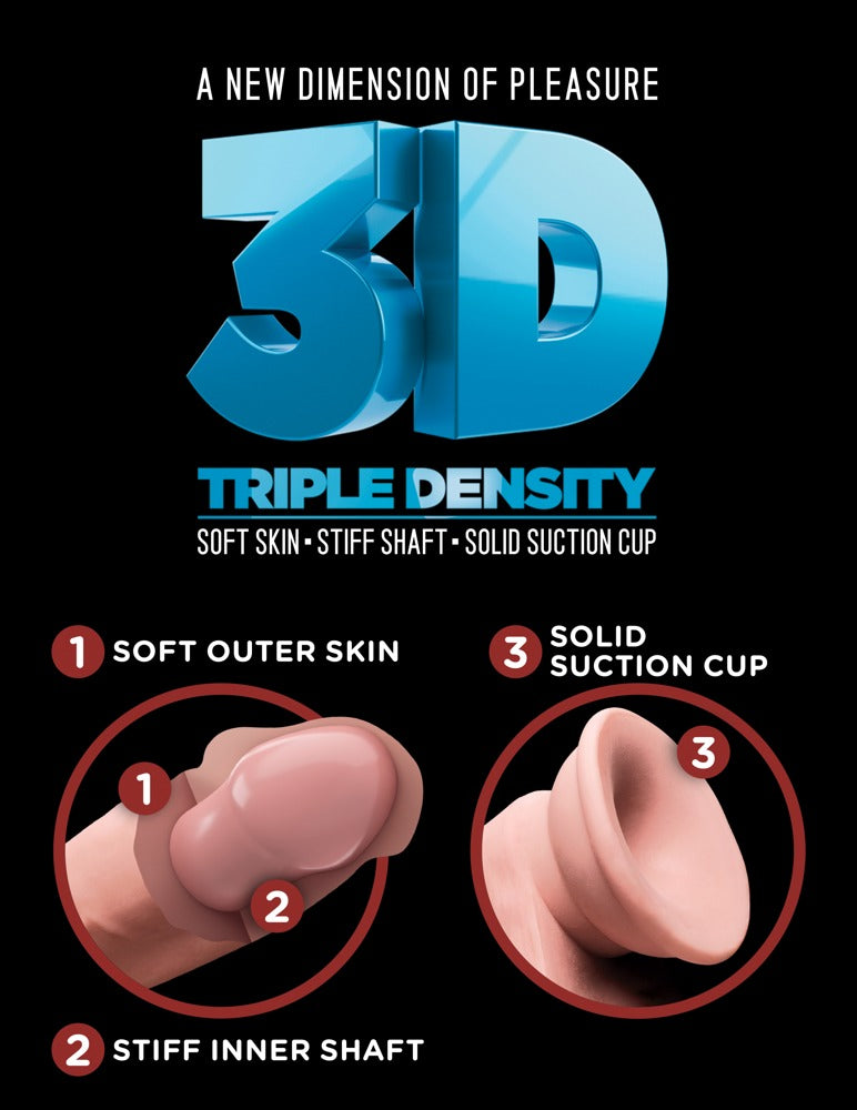 Dildo réaliste King Cock Plus 3D - 17.5 cm - Beige