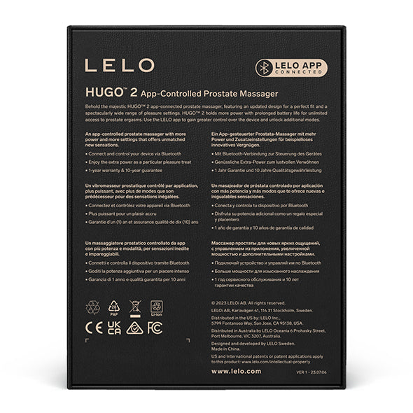 LELO - Masseur de prostate contrôlé par application Hugo 2 Noir